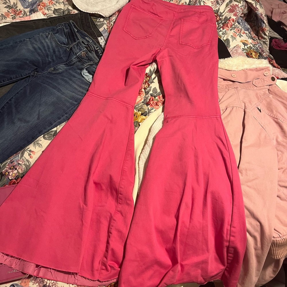 pink NWT free people bell bottoms
